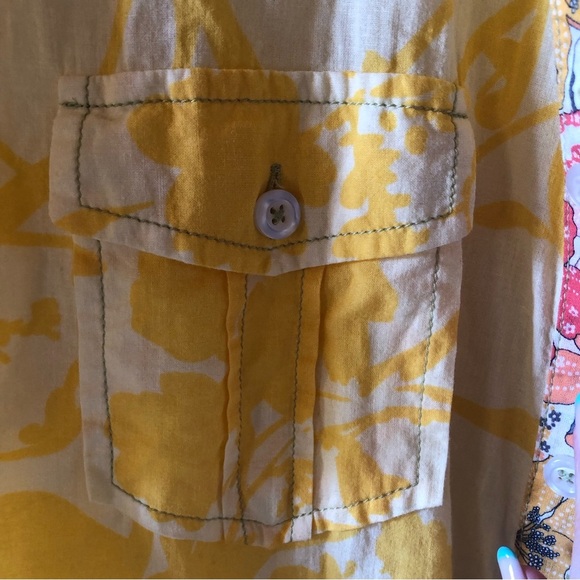 Georg Roth Los Angeles yellow Hawaiian pattern decorative floral accent short XL - Picture 2 of 10